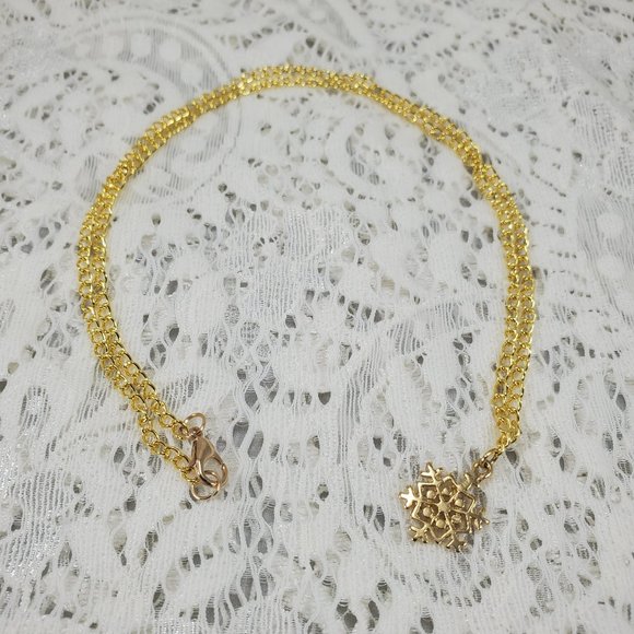 Stainless Steel Gold Snowflake hand-made necklace - Picture 8 of 12